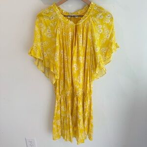 Hale Bob Yellow Floral Marae Mini Dress Medium